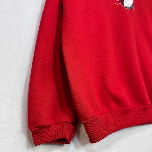 VTG Top Stitch Morning Sun Large Red Collared Sweater Holiday Christmas Penguin - Picture 3 of 11